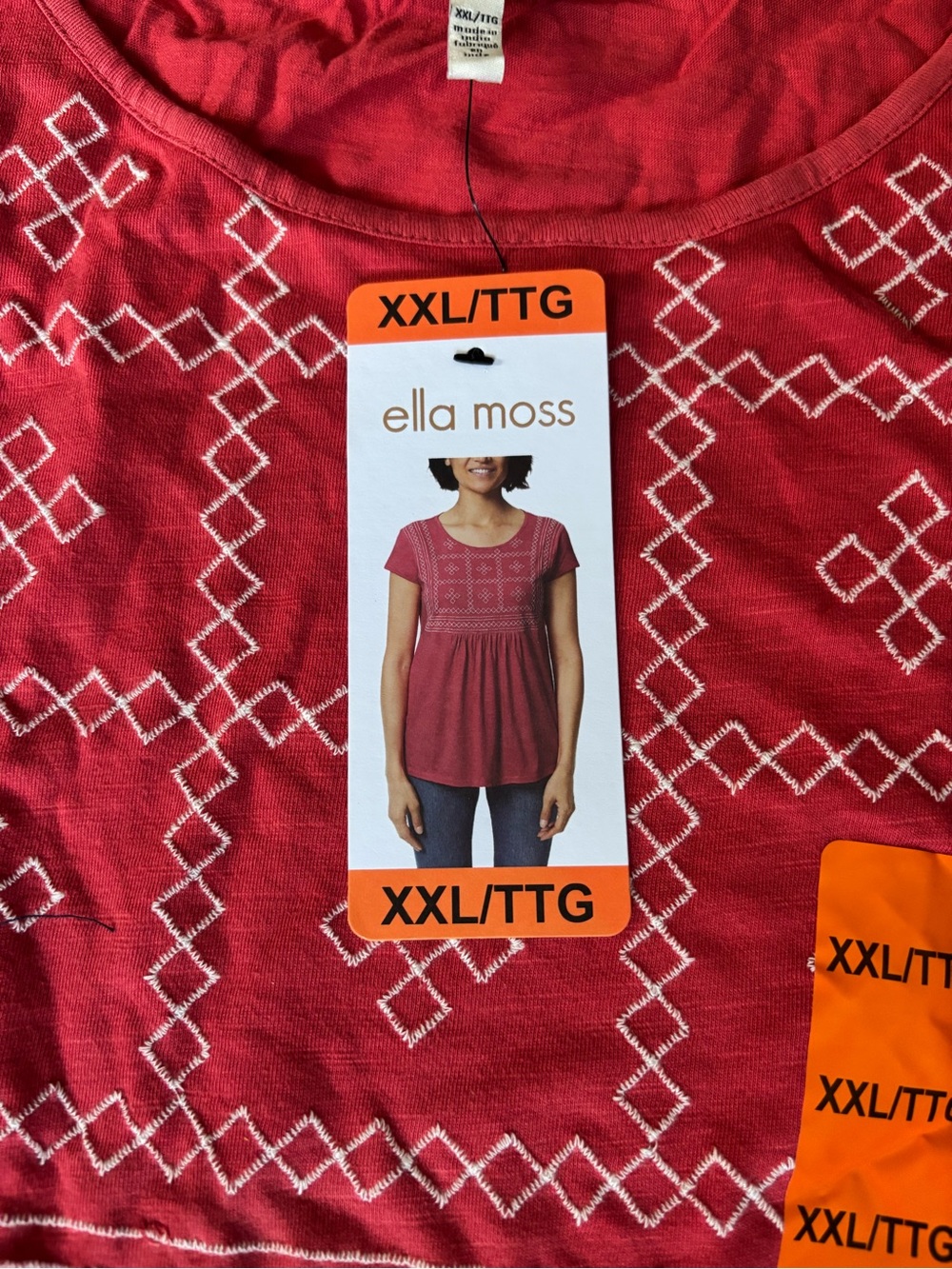 ella moss Red Short-Sleeve Embroidered Tee